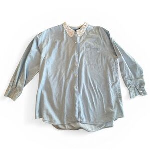 GAP Light Blue Button-Down Shirt with Lace Collar